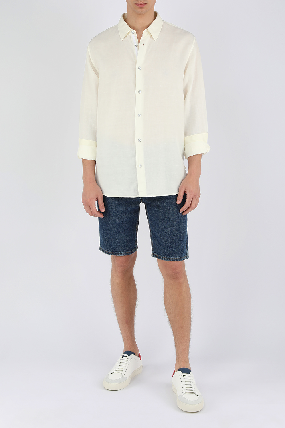 חולצה מכופתרת מכותנה ופשתן